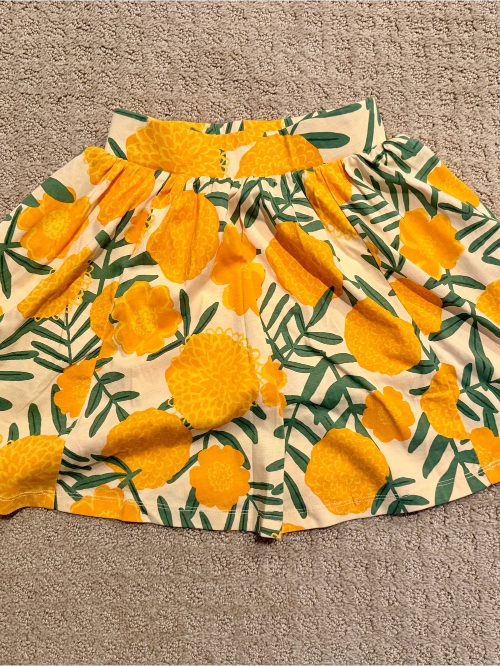 Tea Collection Yellow Floral Circle Skirt with Green Leaf Print